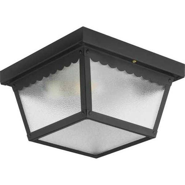 2 Light Black with Textured Glass Wall Light Fixture