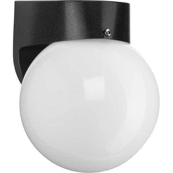 1 Light Black with White Acrylic Globe Wall Light Fixture