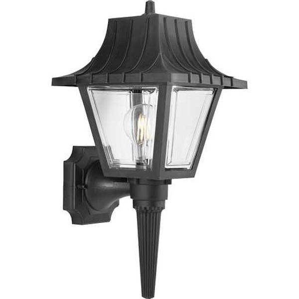 1 Light Black with Clear Beveled Glass Mansard Wall Light Fixture