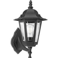 Progress Lighting 1 Light Black with Clear Beveled Glass Cast Lantern Wall Light Fixture