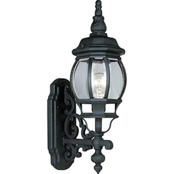 1 Light Black with Clear Beveled Glass Wall Light Fixture