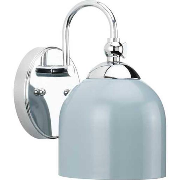 1 Light 120 volt Polished Chrome Vanity Blue Metal Dome Light Fixture