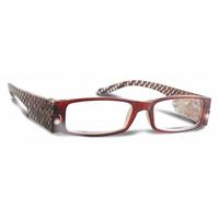 View LED Brown Stripe Frame +2.50 Lighted Reading Glasses