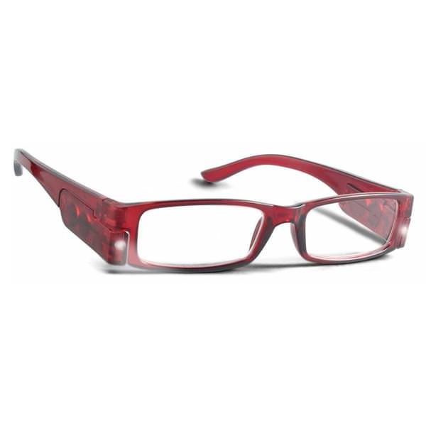 LED Cranberry Frame +1.75 Lighted Reading Glasses