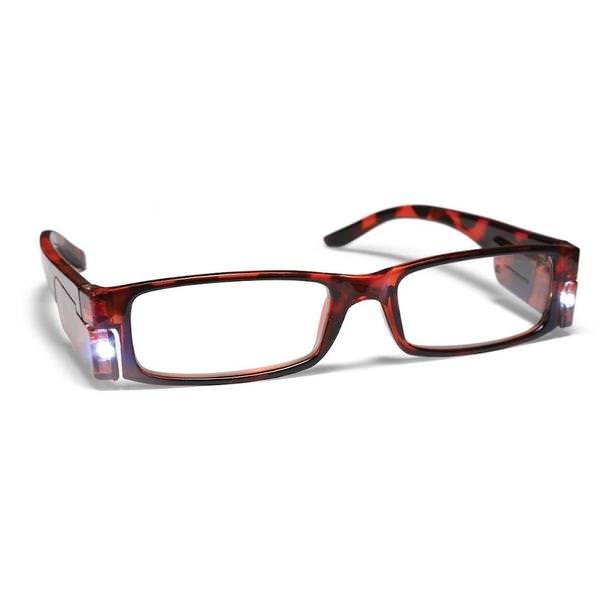 LED Tortoise Shell Frame +2.00 Lighted Reading Glasses