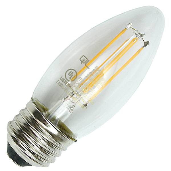 3 watt 120 volt B10 Medium Screw Base 2700K Clear Dimmable LED Filament
