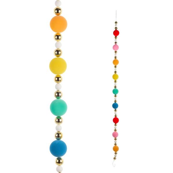 6' Multi-Color Flocked Ball Garland