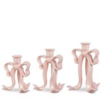 RAZ Imports 9" Pink Pearlescent Bow Candlesticks (3 Pack)