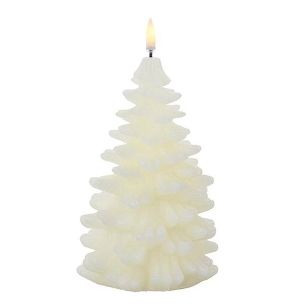 8" Ivory Christmas Tree LED Wax Candle