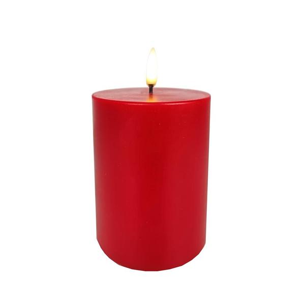 5" Rustic Red LED Pillar Wax Candle
