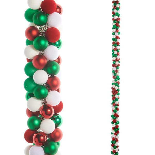 5' Red / Green / White Ball Garland