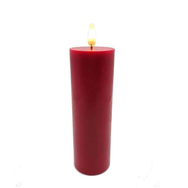 6" x 2" Rustic Red LED Pillar Wax Candle
