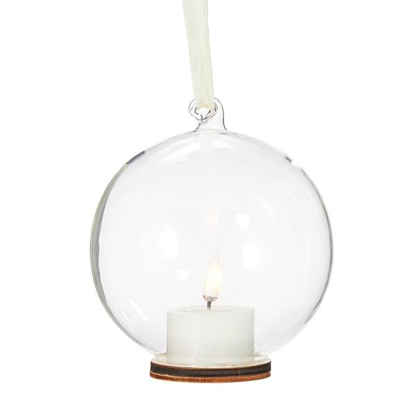 5" x 5.5" Ivory LED Tealights Clear Glass Candle with Timer