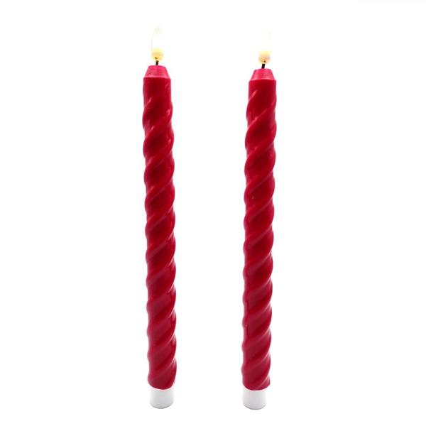 10.5" Red Twist LED Wax Taper (2 Pack)