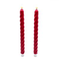 RAZ Imports 10.5" Red Twist LED Wax Taper (2 Pack)