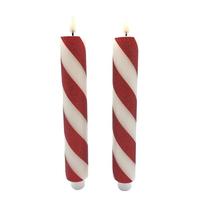 RAZ Imports 8.5" Red/White Stripe LED Taper Candle (2 Pack)