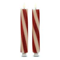 RAZ Imports 8.5" Red/White Stripe LED Taper Candle (2 Pack)