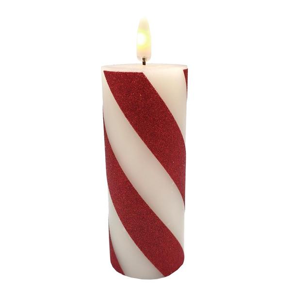 5" x 2" Red/White Stripe LED Wax Candle