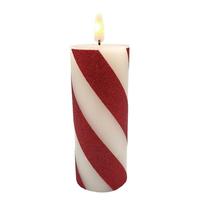 RAZ Imports 5" x 2" Red/White Stripe LED Wax Candle