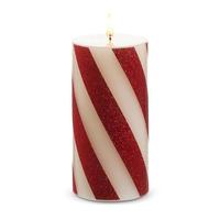 RAZ Imports 5" x 3" Red/White Stripe LED Wax Candle