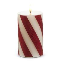 RAZ Imports 5" x 3" Red/White Stripe LED Wax Candle