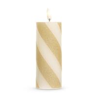 RAZ Imports 5" x 2" Gold/White Stripe LED Wax Candle