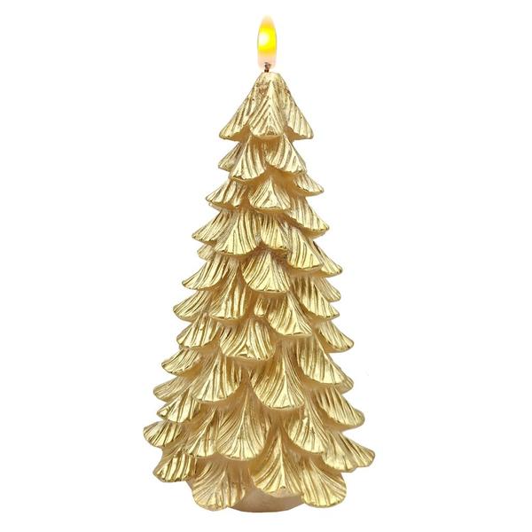 7.75" Gold Christmas Tree LED Wax Candle