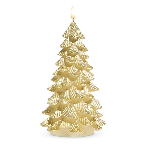 7.75" Gold Christmas Tree LED Wax Candle
