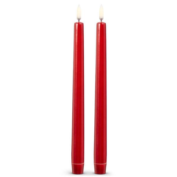 10" Metallic Red LED Wax Taper (2 Pack)