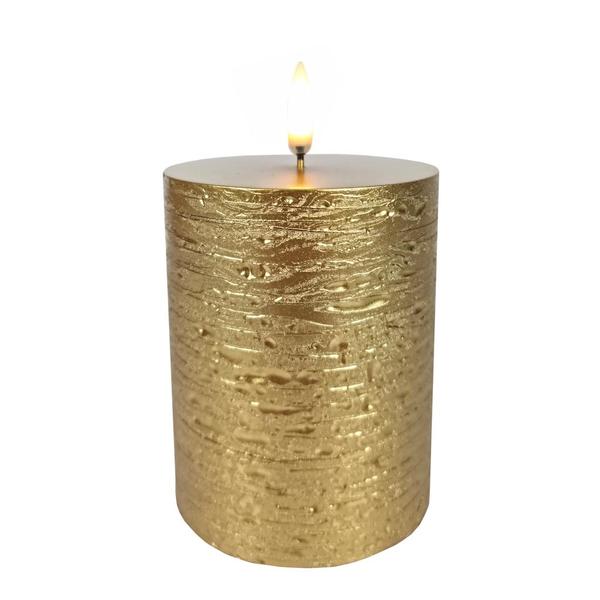 4" Rustic Gold LED Pillar Wax Candle