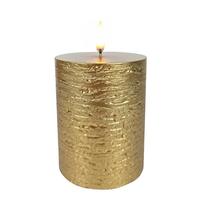 View 4" Rustic Gold LED Pillar Wax Candle