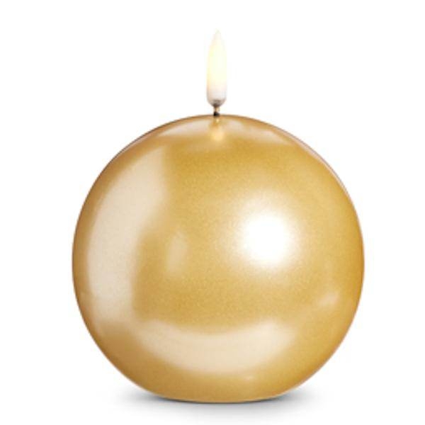 4" Rustic Gold LED Round Wax Candle