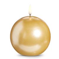 RAZ Imports 4" Rustic Gold LED Round Wax Candle