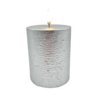 RAZ Imports 4" Rustic Silver LED Pillar Wax Candle