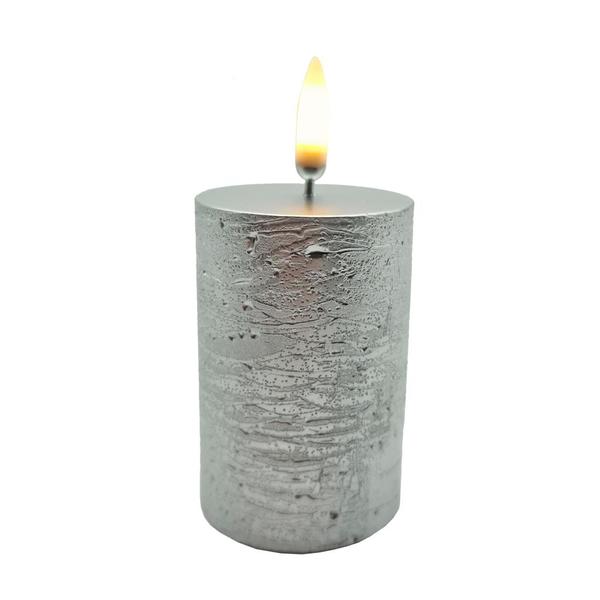 3" Rustic Silver LED Votive Wax Candle