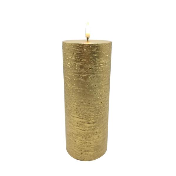 8" Rustic Gold LED Pillar Wax Candle