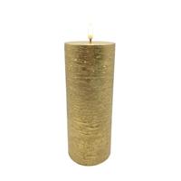 View 8" Rustic Gold LED Pillar Wax Candle