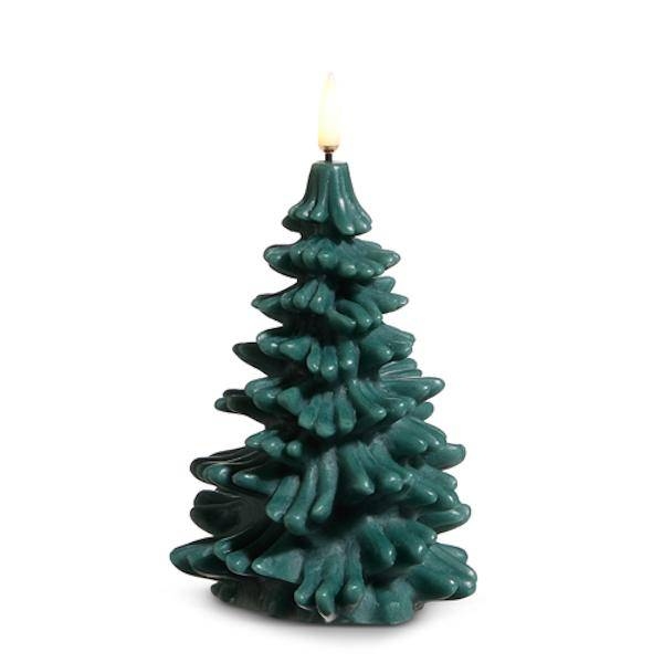 7" Green Christmas Tree LED Wax Candle