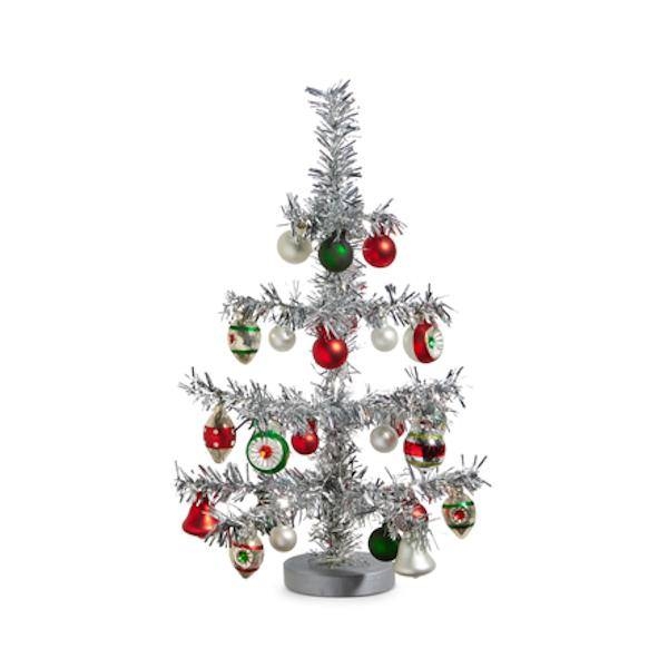14" Silver Vintage Tinsel Tree