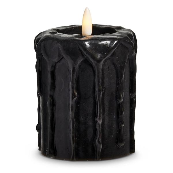 4" Black Drip Halloween LED Wax Battery Operated Candle
