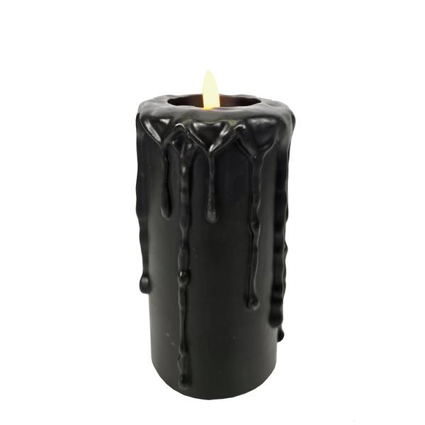 6" Black Drip LED Wax Battery Operated Candle