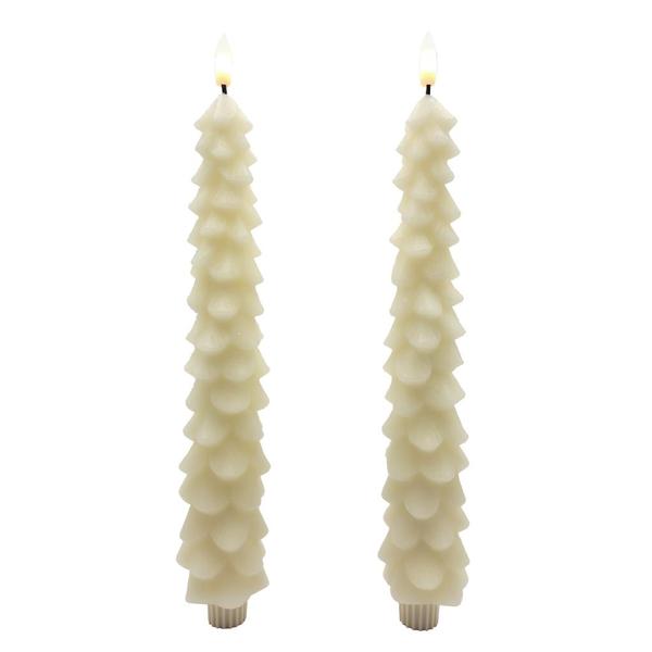 10.5" Ivory Christmas Tree LED Wax Taper (2 Pack)