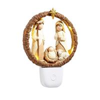 RAZ Imports 6.25" Brown Holy Family Night Light