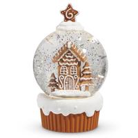RAZ Imports 7.75" Gingerbread Village Cupcake with Swirling Glitter