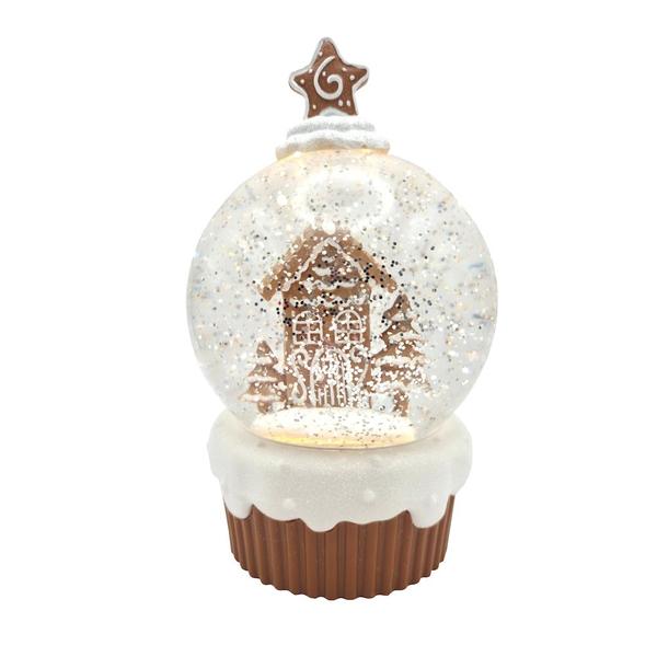 7.75" Gingerbread Village Cupcake with Swirling Glitter