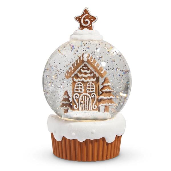 7.75" Gingerbread Village Cupcake with Swirling Glitter