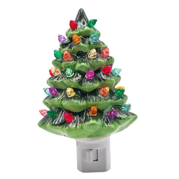 6" Ceramic Green Christmas Tree Night Light