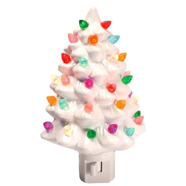 6" Ceramic White Christmas Tree Night Light