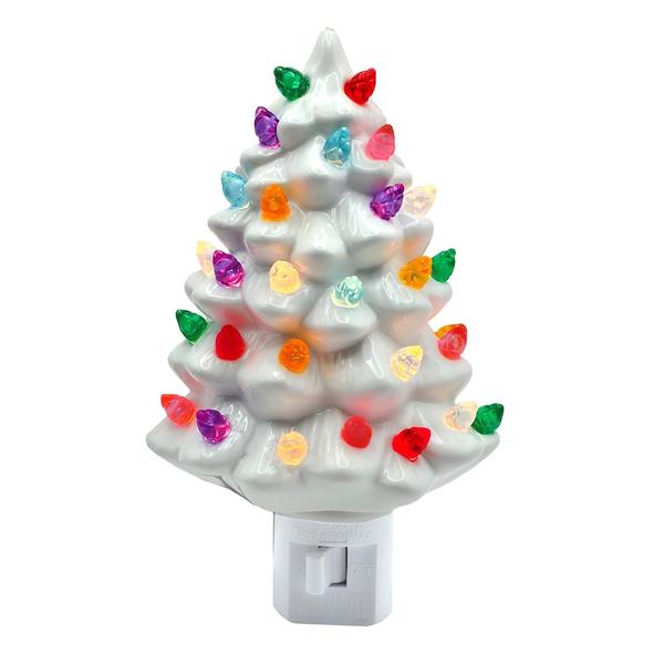 6" Ceramic White Christmas Tree Night Light