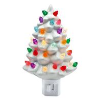 RAZ Imports 6" Ceramic White Christmas Tree Night Light